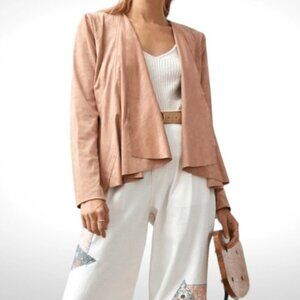 Anthropologie Hutch Open Front Waterfall Jacket In Vegan Suede Size S Neutral